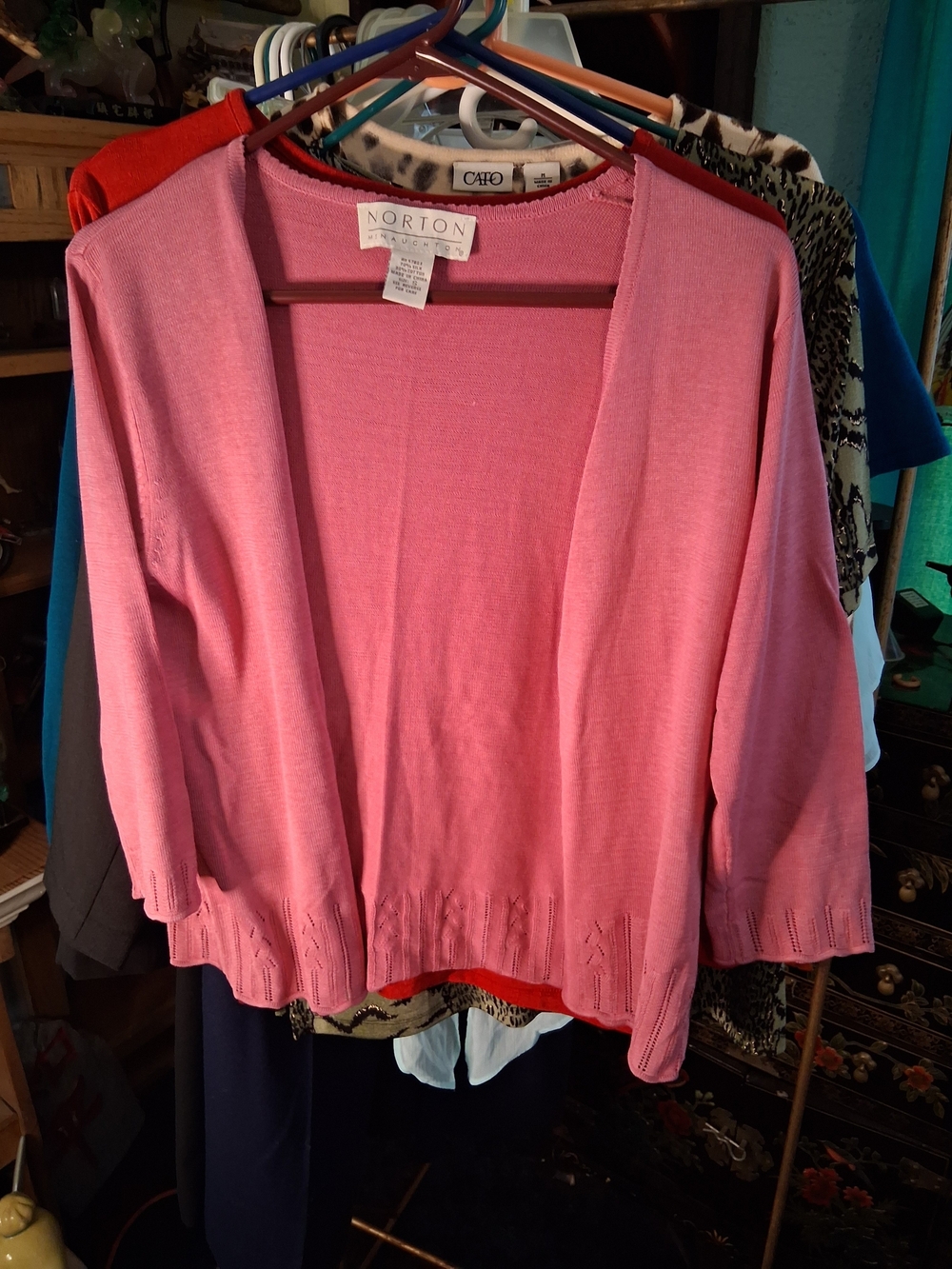 Norton McNaughton Rose Pink Open-Front Cardigan
